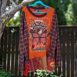 Orange and Red Plaid Women's Top